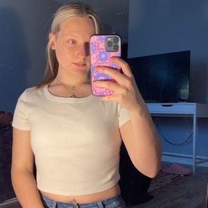 Plain, White Crop top. Tie up back. Target.  Size M.